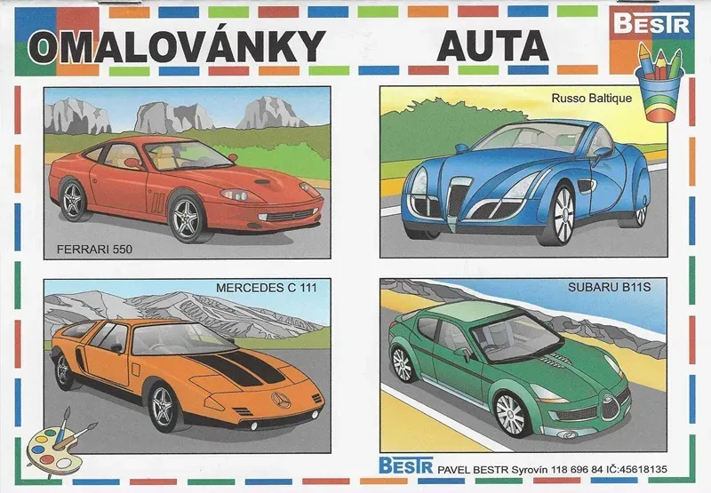 Omaľovánky Bestr A5 Autá